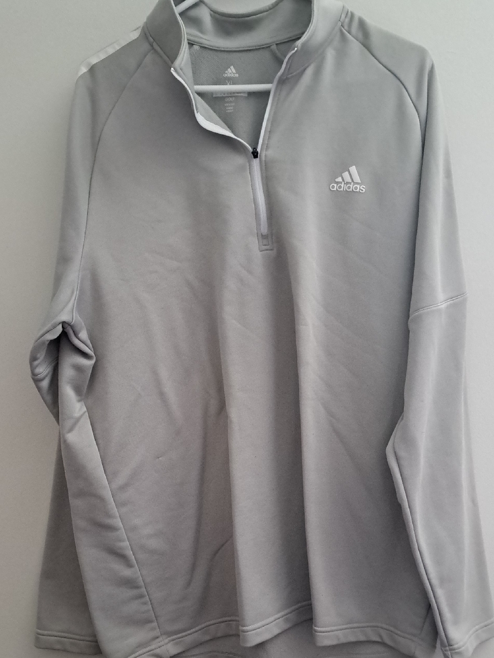 Adidas Men's Light Gray 1/4 Zip Pullover Jacket